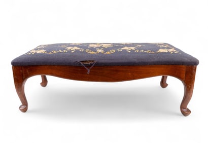 Fred J. Harley Needlepoint Upholstered Bench