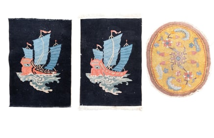 3 Hand-Knotted Chinese Rugs / Mats