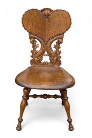 Antique Oak Carved Side Chair