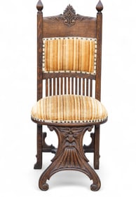 Antique Oak Carved Upholstered Chair
