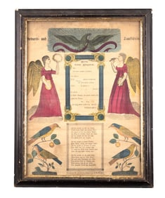 Antique Allentown, PA Fraktur, Framed