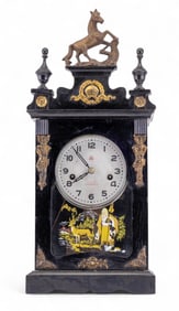Chinese Mantle Clock w/ Horse Finial