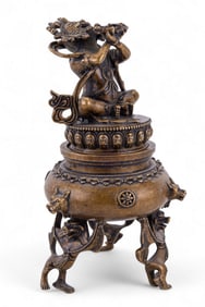 Tibetan Bronze Censer Simhamukha Vajravarahi Dorje