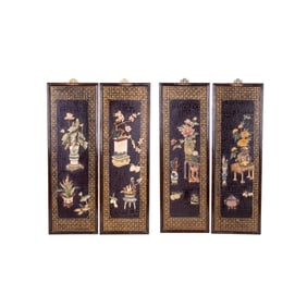 Chinese Hardstone and Lacquer Wall Panels