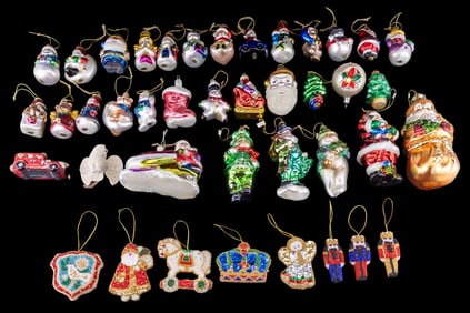 Molded Glass and Beaded Christmas Ornaments