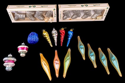 Vintage Shiny Brite, Pyramid, and Other Ornaments