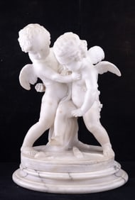 Carved Alabaster Statuette of Putti