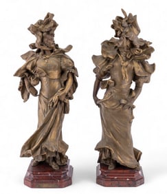 A. Nelson "En Visite" Statuettes (2) Antique