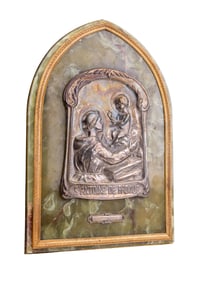 French St. Antoine de Padoue Marble & Metal Plaque