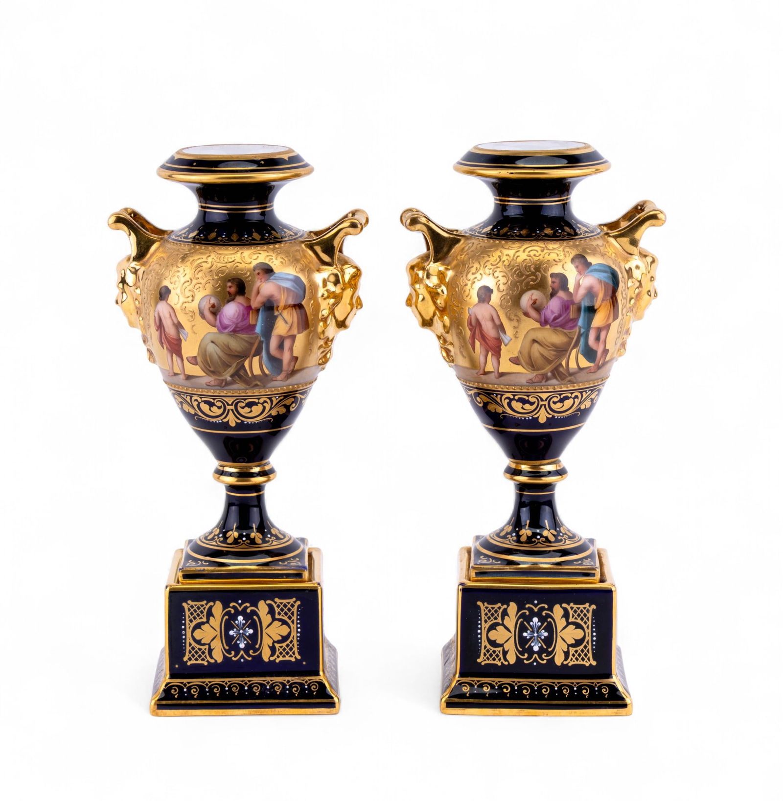 Pair of Royal Vienna Cobalt Urns (1 of 15)