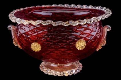 Murano Ruby Art Glass Centerpiece Bowl