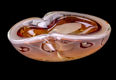 Murano Sommerso Amber Art Glass Bowl