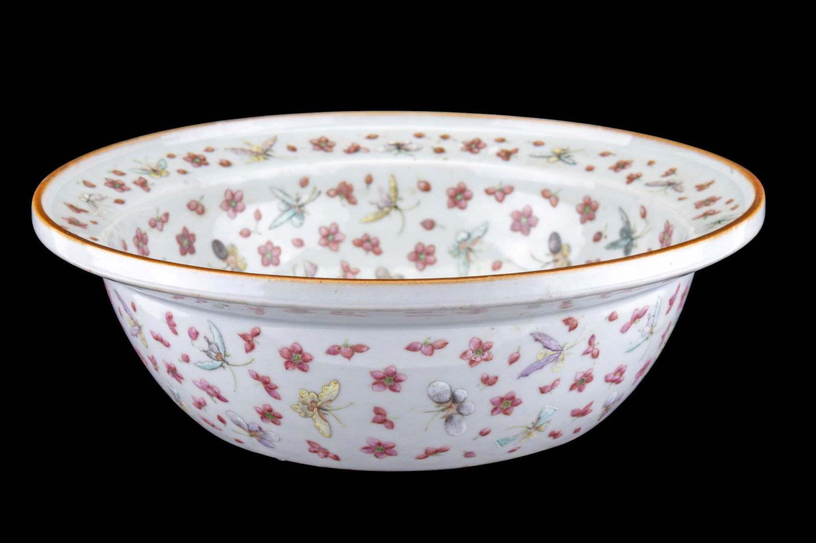 19th C Chinese Butterfly Celadon Porcelain Bowl (1 of 8)