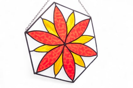 Vintage Stained / Slag Glass Window Hanger