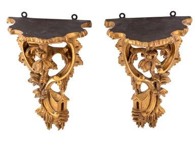 Pair of Rococo Style Wall Shelves