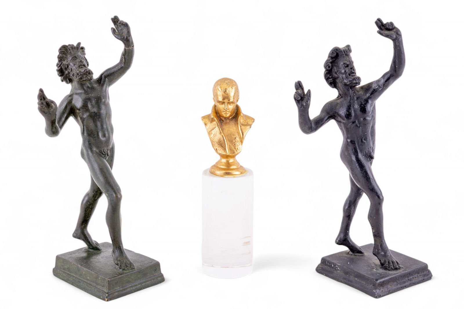 Classical Bronze Satyr Figures w/ Gilt Bust (1 of 14)