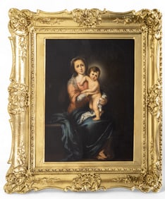 Madonna and Child 19th Old Master's Oil on Canvas