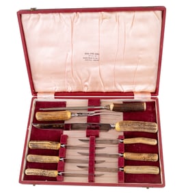 Lewis Rose & Co. Sheffield Stag Horn Carving Set