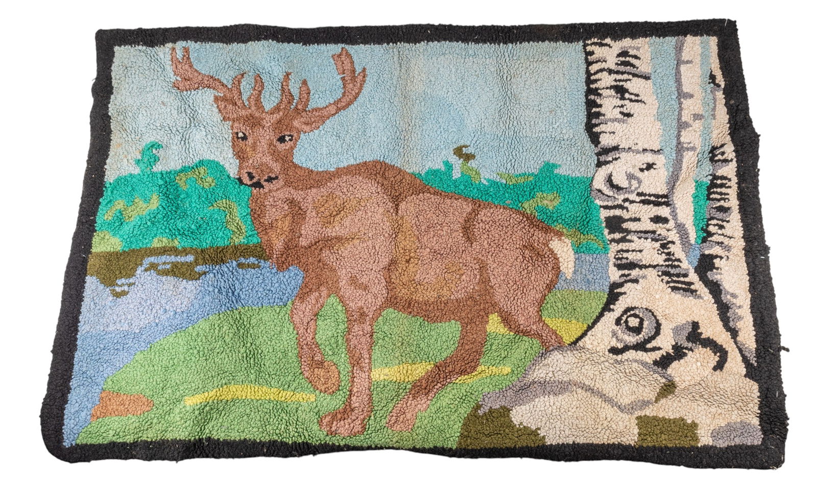 Figural Stag Antique Hook Rug (1 of 7)