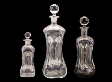Hand-Blown Glass Decanters w/ Stoppers