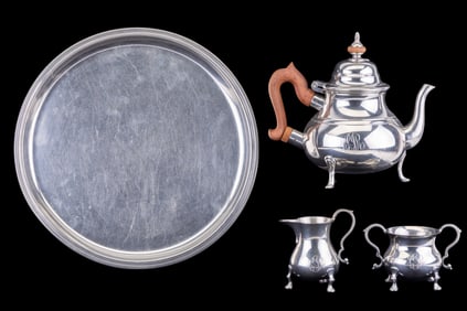 Colonial Williamsburg Pewter Tea Set, w/ Tray