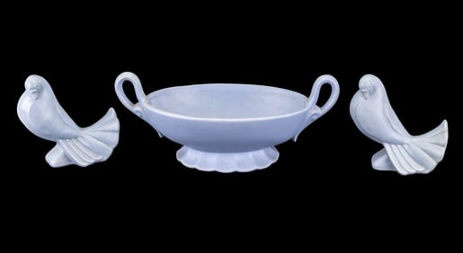 Royal Hager Blue Pottery w/ Bird Forms