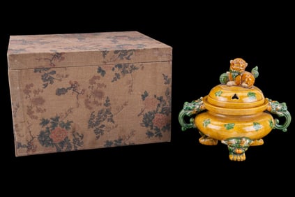 Chinese Porcelain Sancai Crazed Censer
