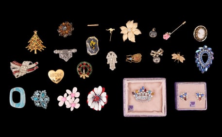 Vintage Rhinestone and Enamel Brooches and More
