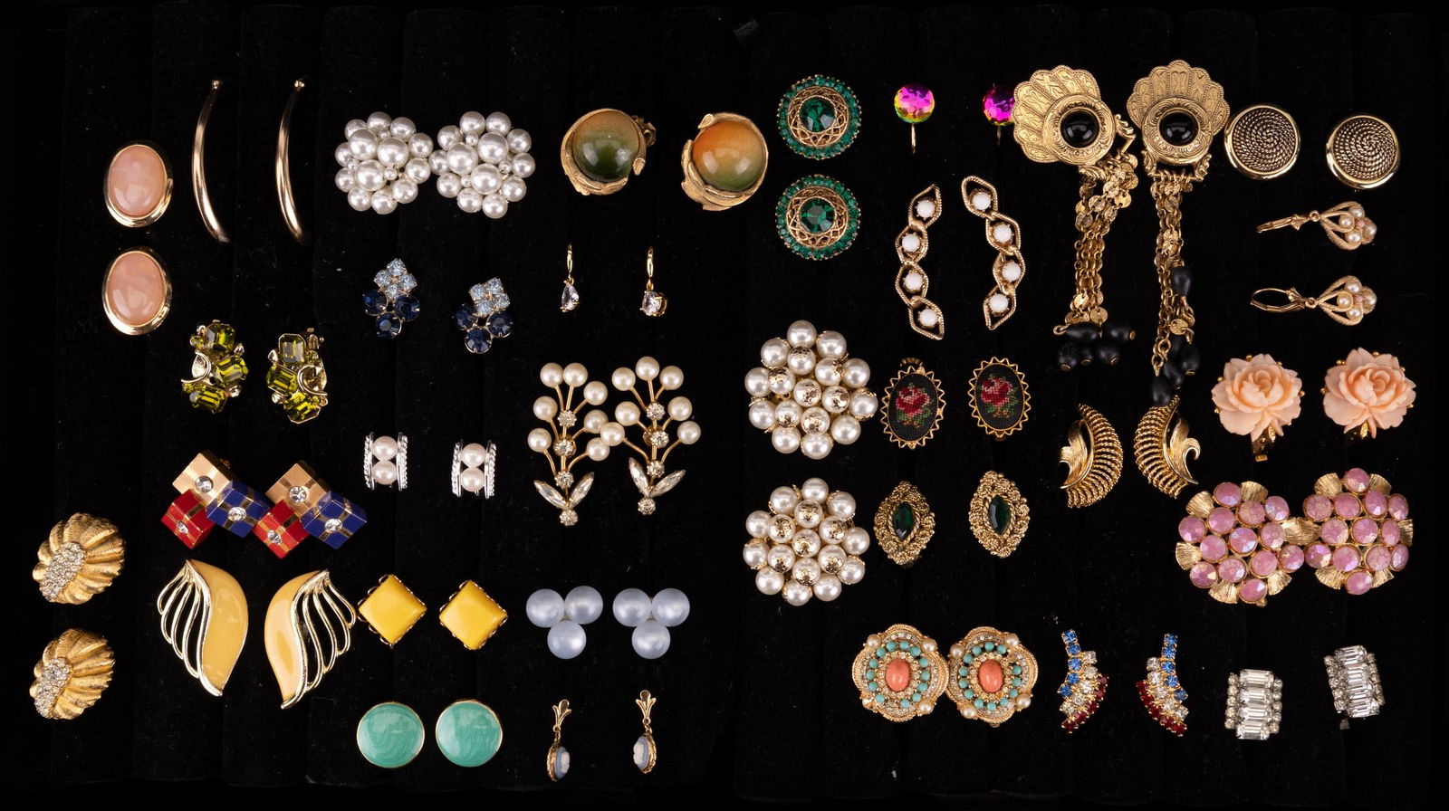 Vintage Faux Pearl and Rhinestone Earrings (1 of 10)