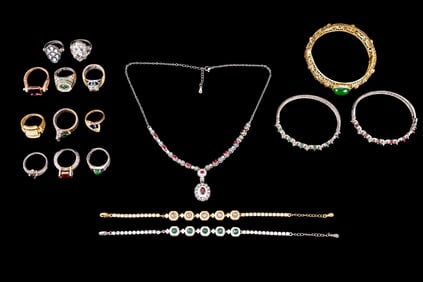 Gold and Silver Tone Rhinestone Jewelry