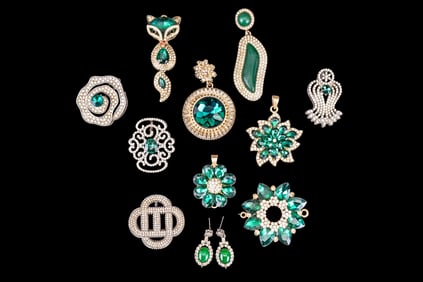 Gold and Silver Tone Rhinestone Pendants