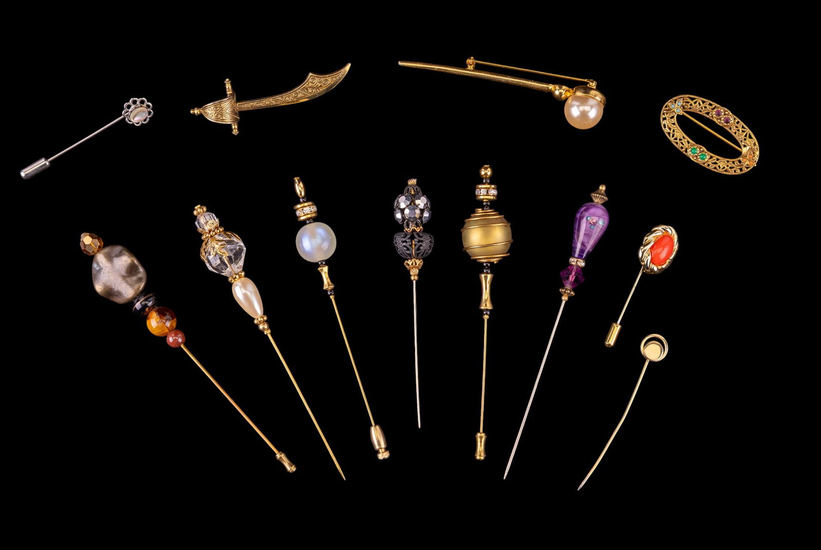 Vintage Stick Pins, Brooches (1 of 8)