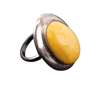 Sterling Silver Amber Ring