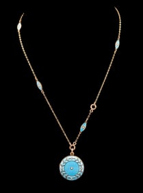 Antique Victorian Gold Filled and Enamel Necklace