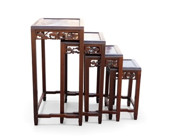 Chinese Carved Nesting Tables (4)