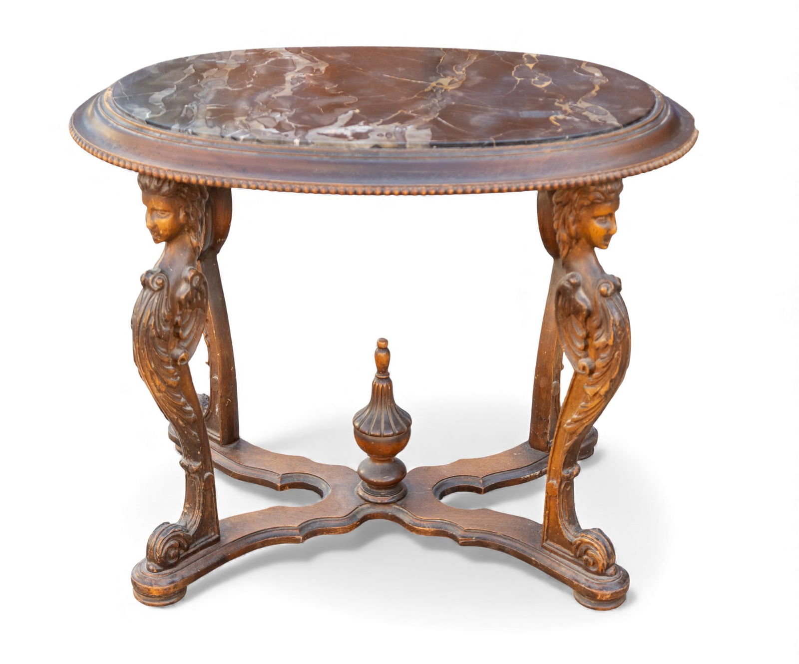 Carved Antique Walnut Accent Table, Figural Legs (1 of 5)