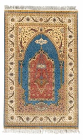 Silk Handmade Rug with Chandelier Motif