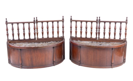 Edwardian Drum Style Demilune Wall Planters