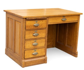 Golden Oak 5-Drawer Desk