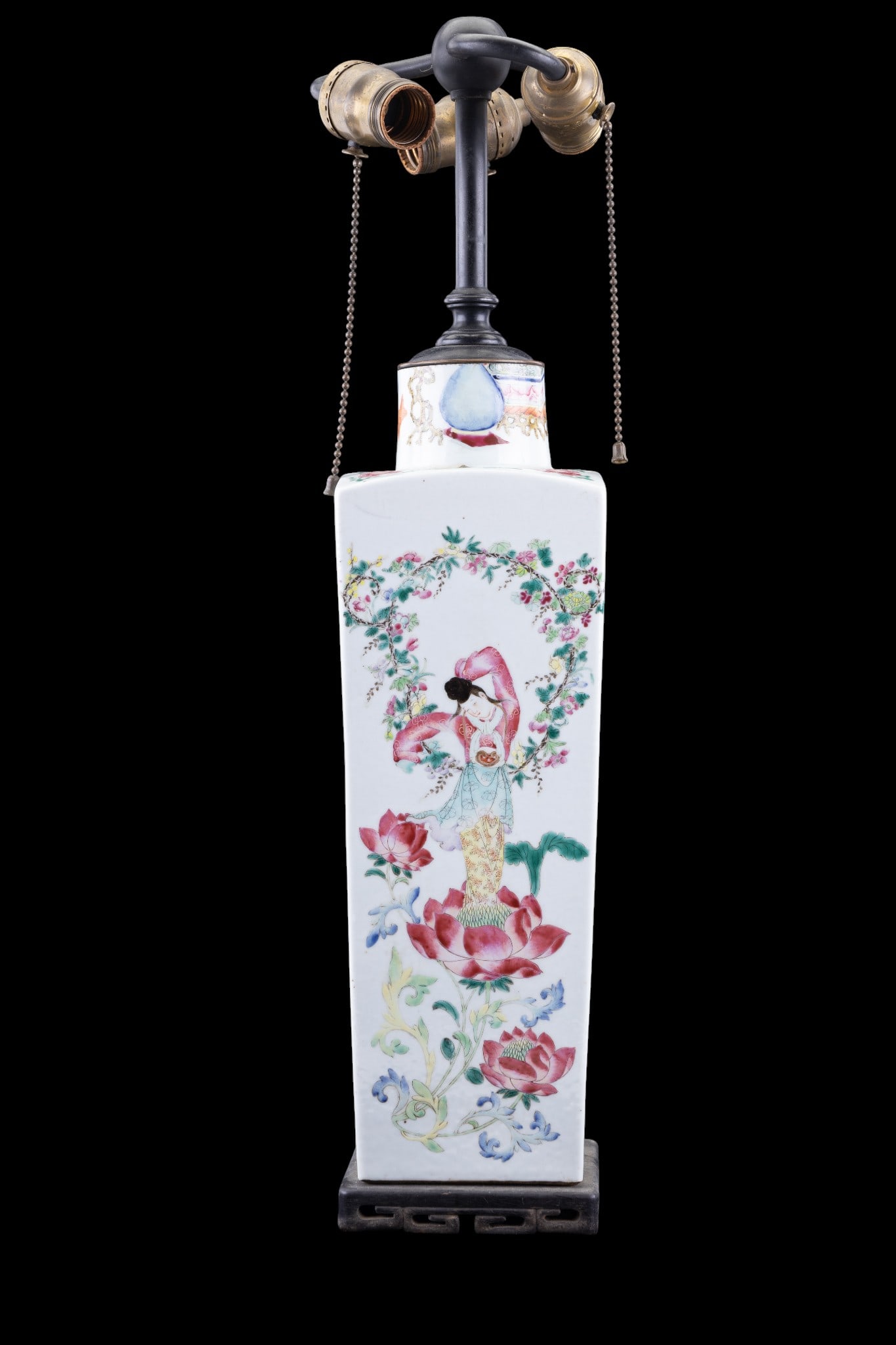 Antique Chinese Famille Rose Vase Lamp (1 of 11)