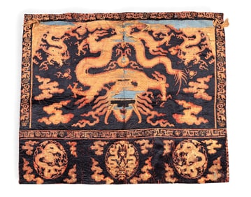 19th C Chinese Dragon Silk Textile