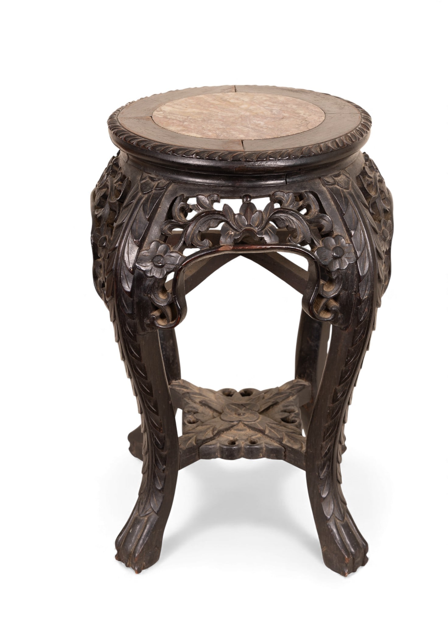 Chinese Carved Rosewood and Marble Table (1 of 7)