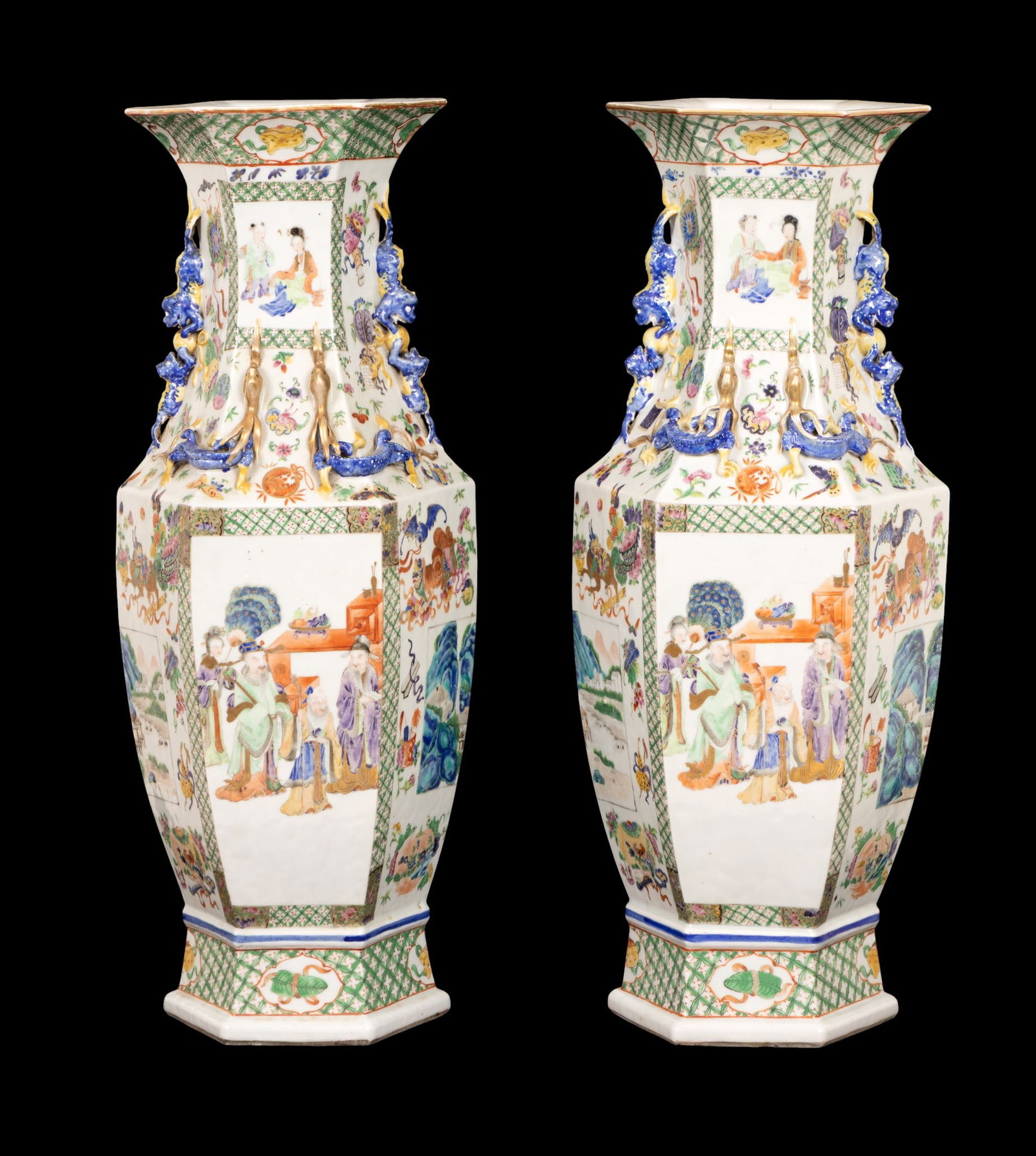 19th C Chinese Porcelain Palace Vase Pair (1 of 13)