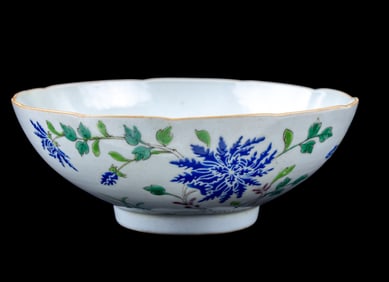 Chinese Leaf and Floral Porcelain Bowl