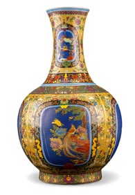 Large Chinese Famille Jaune Porcelain Vase