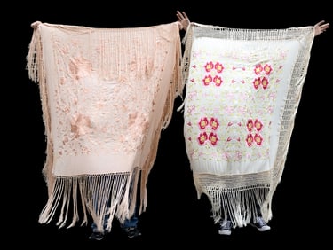 Antique Chinese Silk Piano Shawls