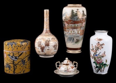 Six Japanese and Chinese Porcelain & Cloisonne