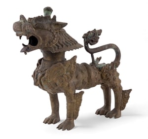 Late 19/Early 20th C Chinese Bronze Foo Dog