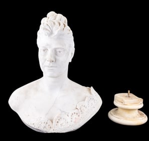 Signed Marble Bust of a Woman, F. Flora.