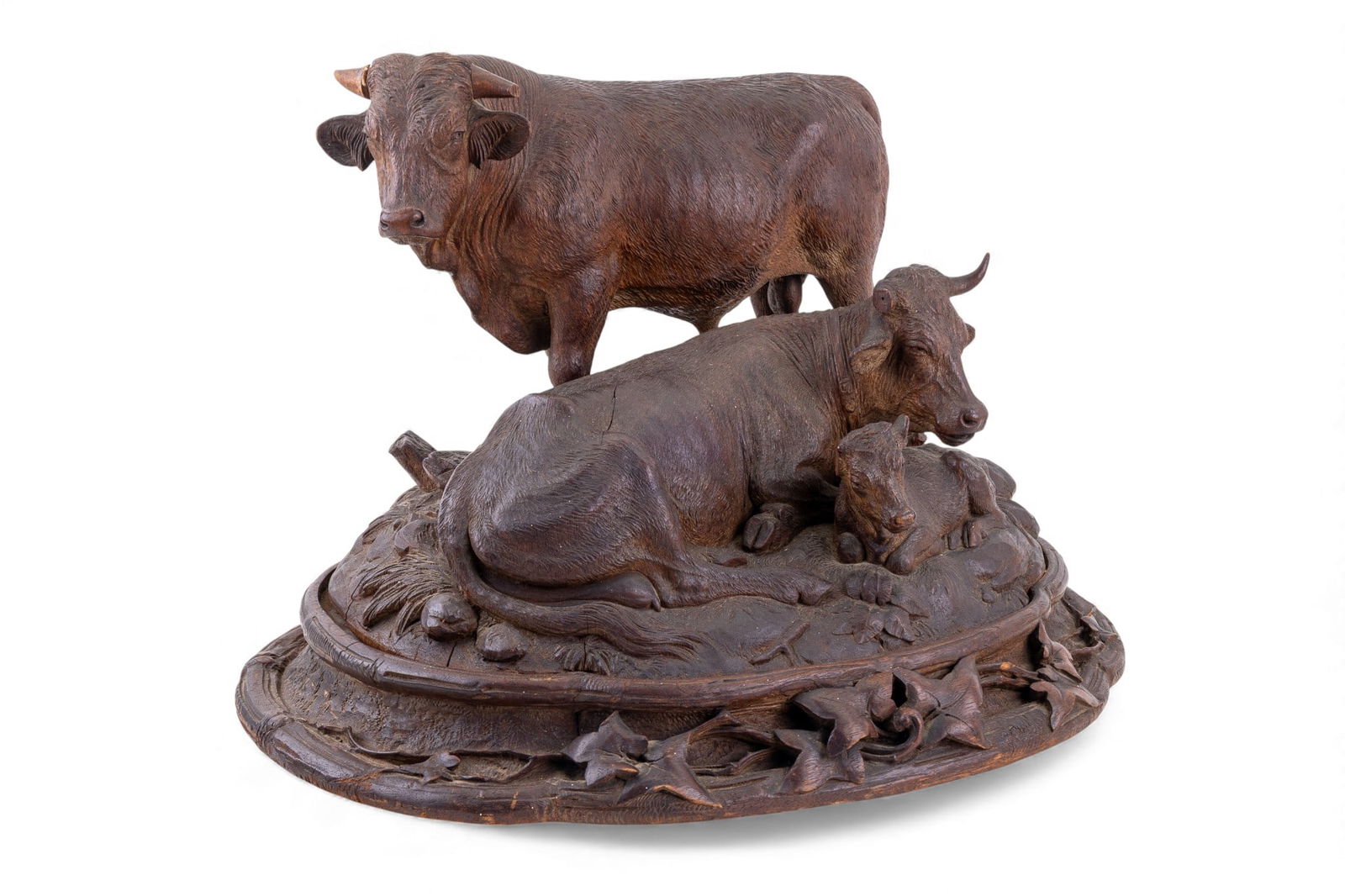 Black Forest Carved Wood Group of Cattle (1 of 5)